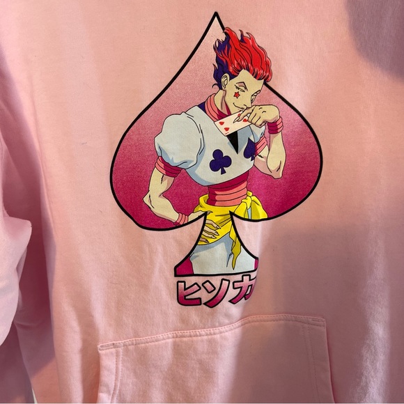 Hypeland HxH Hunter x Hunter Pink Hisoka Spade Hoodie, size Medium - Picture 4 of 9